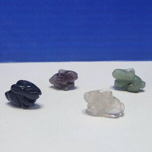 Vintage Miniature Stone Bunny Beads Lot of 4